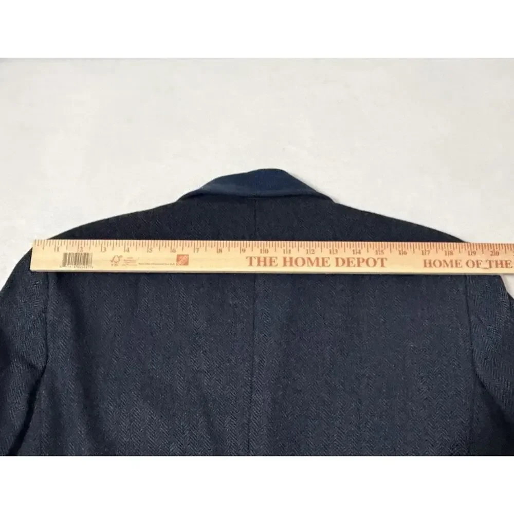 PJ PAUL JONES Mens Herringbone Blazer Vintage Sport Coat Jacket Blue Size Large